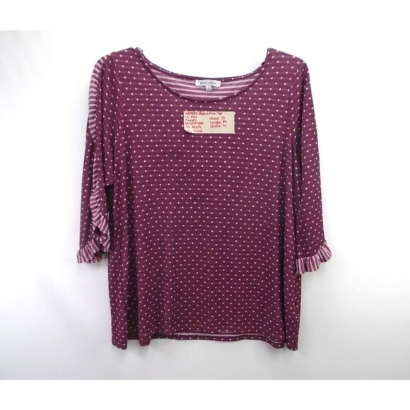 Laura Scott Tops - Rose + Olive Womens top Shirt Blouse Scoop neck 3/4 sleeve Plus size 1X White